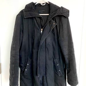 All Saints Men’s Oversized Parka (Black Denim)